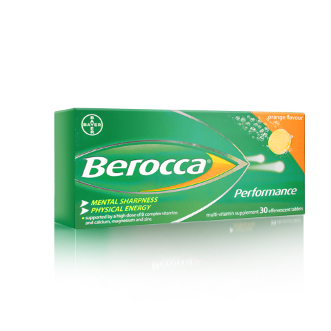 Berocca Orange Flavour Vitamin B & C multivitamins With Ginseng Energy  Effervescent 30 Tablets 